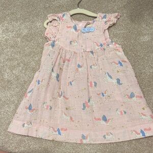 Mud Pie Pink Unicorn Print Ruffle Dress